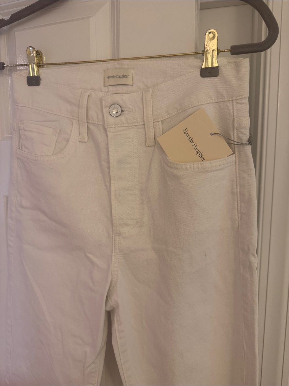 NWT Favorite Daughter High-Rise Straight Leg Jeans in Off-White Sz 26